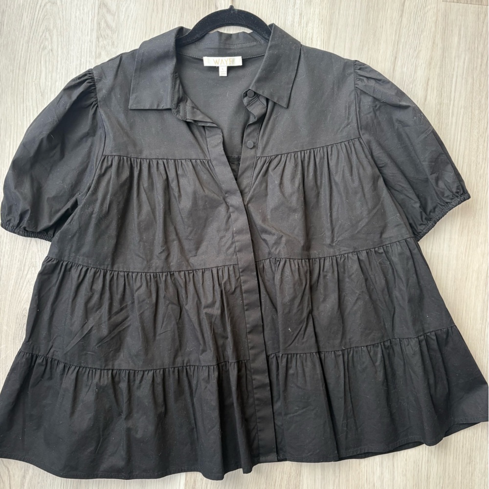 Wayf Black Tiered Blouse